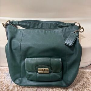 Coach 2010 Kristen  Green Leather Hobo Bag with Front Pocket